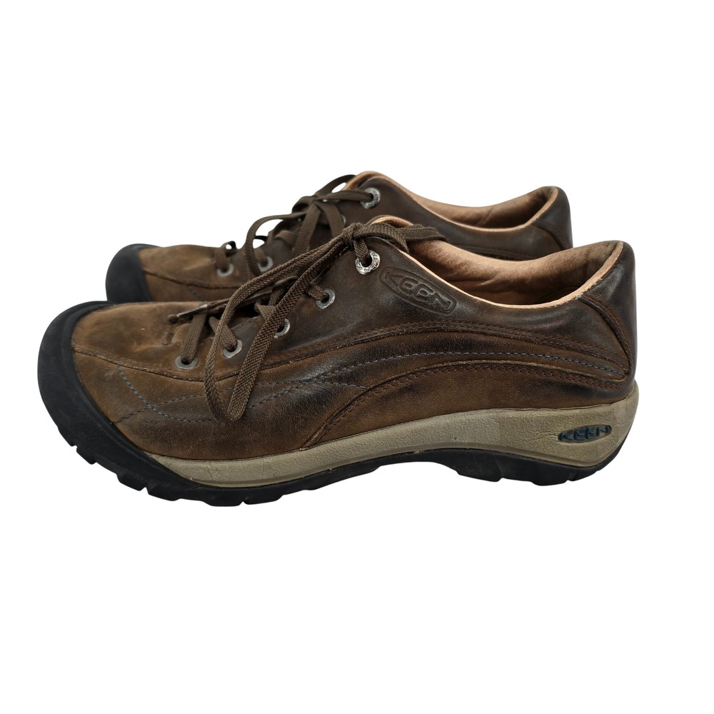 Keen Presidio Brown Leather Walking Shoes Womens 9.5 Low Top Oxfords 53001-SLBK